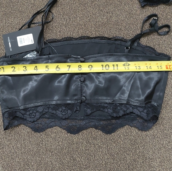 Pin-Up Black Bullet Lace Bra Top & Corset Mini Skirt. A playful lace dress with - Picture 11 of 14